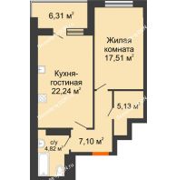 2 комнатная квартира 63,35 м², ЖК Царское село - планировка