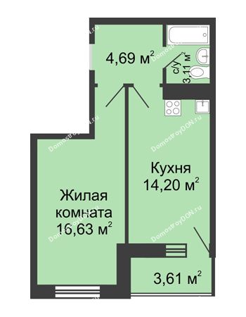 1 комнатная квартира 39,71 м² в ЖК Сельмаш, дом Литер 2