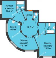 3 комнатная квартира 104,5 м² в Архитектурный Ансамбль Вознесенский, дом Дом Собенникова - планировка