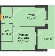 1 комнатная квартира 47,01 м² в Жилой Район Никольский, дом ГП-54 - планировка