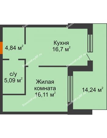 1 комнатная квартира 47,01 м² в Жилой Район Никольский, дом ГП-54