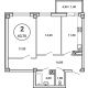2 комнатная квартира 63,7 м² в ЖК Лебедь, дом № 50 - планировка