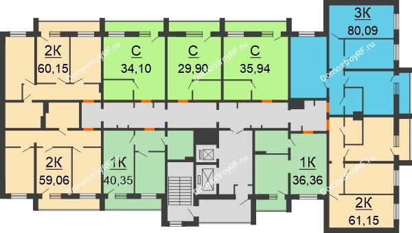 Планировка 18 этажа в доме 14 этап в ЖК Изумрудный