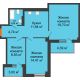 3 комнатная квартира 67,2 м², ЖК Кристалл 2 - планировка