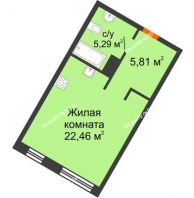 Студия 33,56 м² в ЖК DOK (ДОК), дом ГП-1.2 - планировка