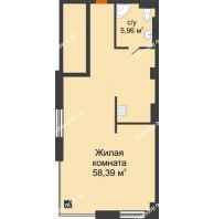 2 комнатная квартира 64,35 м², Клубный дом Vivaldi (Вивальди) - планировка