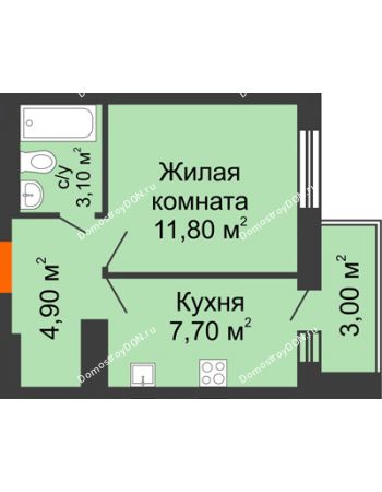 1 комнатная квартира 28,4 м² в ЖК Новая Пальмира, дом № 65