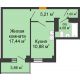 1 комнатная квартира 39,77 м² в ЖК Сокол на Оганова, дом Литер 1 - планировка