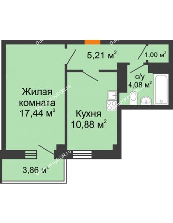 1 комнатная квартира 39,77 м² в ЖК Сокол на Оганова, дом Литер 5