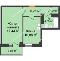 1 комнатная квартира 39,77 м² в ЖК Сокол на Оганова, дом Литер 1 - планировка