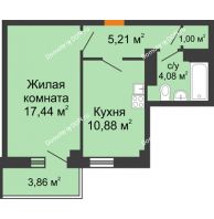 1 комнатная квартира 39,77 м² в ЖК Сокол на Оганова, дом Литер 5 - планировка