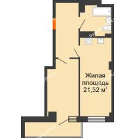 2 комнатная квартира 41,28 м² в ЖК Сокол Градъ, дом Литер 2 - планировка