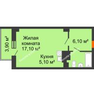 Студия 32,98 м² в ЖК Сокол Градъ, дом Литер 3 - планировка