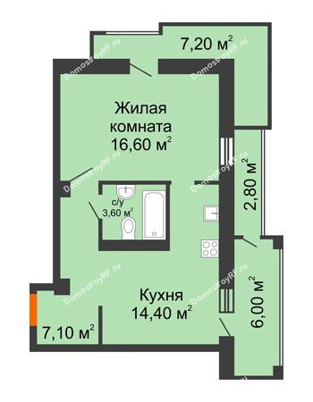 1 комнатная квартира 49,7 м² - ЖК Утро