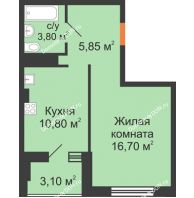 1 комнатная квартира 38,2 м², ЖК Вершина - планировка
