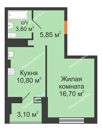 1 комнатная квартира 38,2 м² - ЖК Вершина