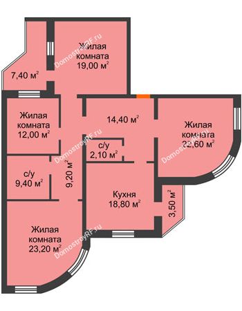 4 комнатная квартира 130,4 м² - ЖК по ул. Циолковского