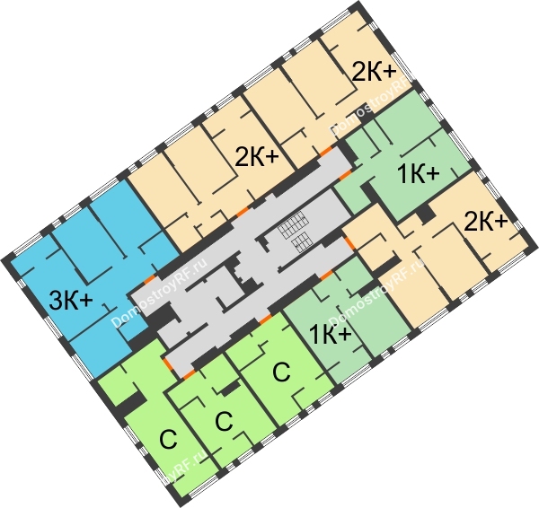 Планировка 14 этажа в доме ГП-1 (Дом "Меркурий") в Микрорайон Звездный