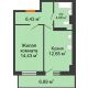 1 комнатная квартира 40,26 м² в ЖК Свобода, дом №2 - планировка