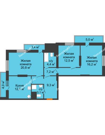3 комнатная квартира 98,4 м² - ЖК Космолет