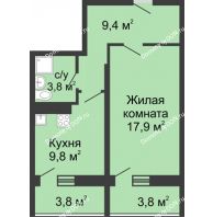 1 комнатная квартира 45,3 м² в ЖК Звезда Столицы, дом Литер 2 - планировка