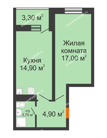 1 комнатная квартира 42,2 м² в ЖК Звезда Столицы, дом Литер 7