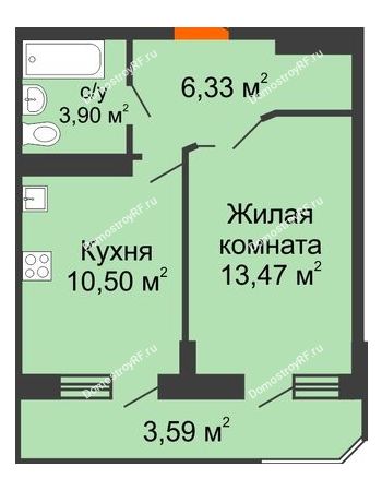 1 комнатная квартира 37,79 м² в ЖК Мозаика, дом Литер 4