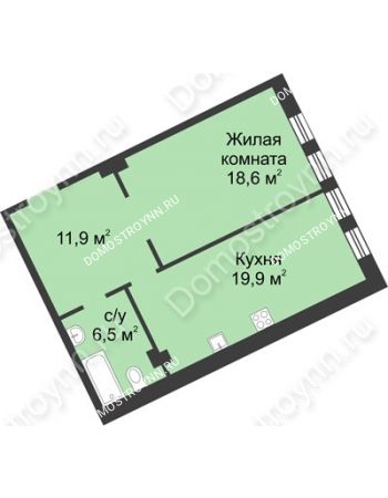 1 комнатная квартира 56 м² в ЖК Славянский квартал, дом № 188
