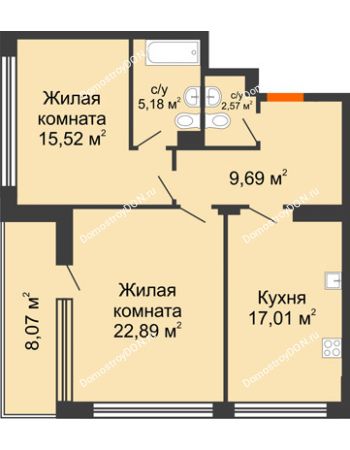 2 комнатная квартира 80,99 м² - ЖК Царское село