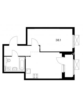 1 комнатная квартира 38,1 м² в ЖК Савин парк, дом корпус 1