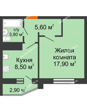 1 комнатная квартира 37,3 м² в ЖК Левенцовка парк, дом Корпус 8-5
