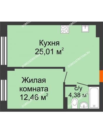 1 комнатная квартира 41,85 м² - ЖК Шаляпин