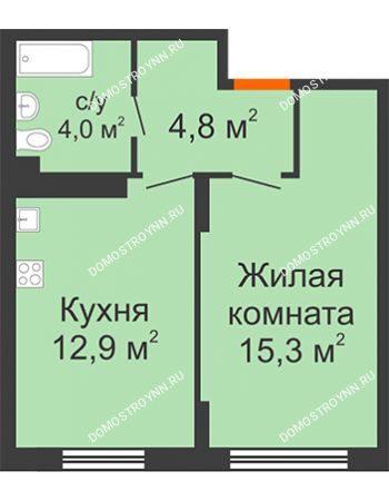 1 комнатная квартира 37 м² в ЖК Новая Кузнечиха, дом № 28