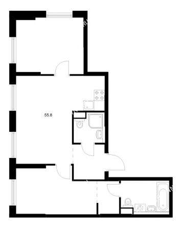 2 комнатная квартира 55,8 м² в ЖК Савин парк, дом корпус 10