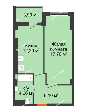 1 комнатная квартира 44,1 м² - ЖК Уютный дом на Мечникова