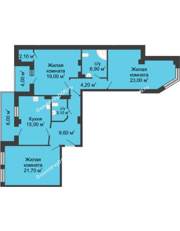 3 комнатная квартира 109,6 м² - ЖК Дом на Береговой