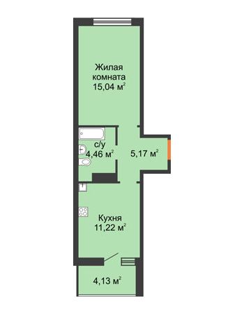 1 комнатная квартира 37,96 м² в ЖК Светлоград, дом Литер 22