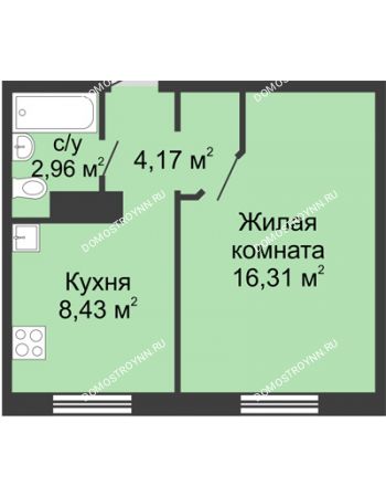 1 комнатная квартира 31,87 м² в ЖК Корабли, дом № 12