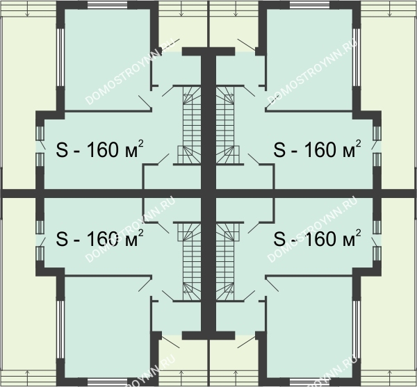 Планировка 1 этажа в доме Типа квадрохаус (158,6 м2) в КП DolinaGreen (Долина Грин)