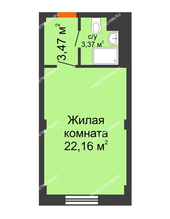 Студия 29 м² - Апартаменты Бирюза в Гордеевке
