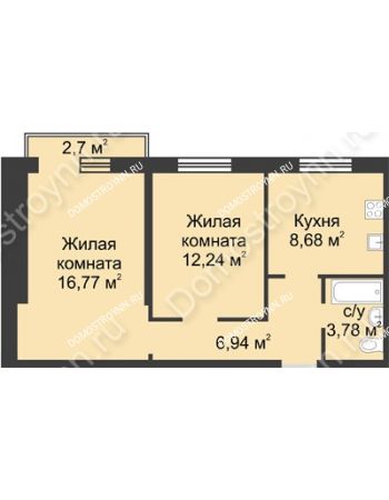 2 комнатная квартира 49,22 м² в ЖК Тридесятое (Экопарк Березовка), дом № 23