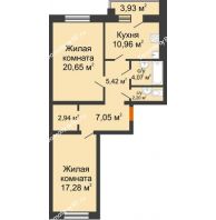 2 комнатная квартира 72,54 м² в ЖК Браер Парк Центр, дом № 5 - планировка