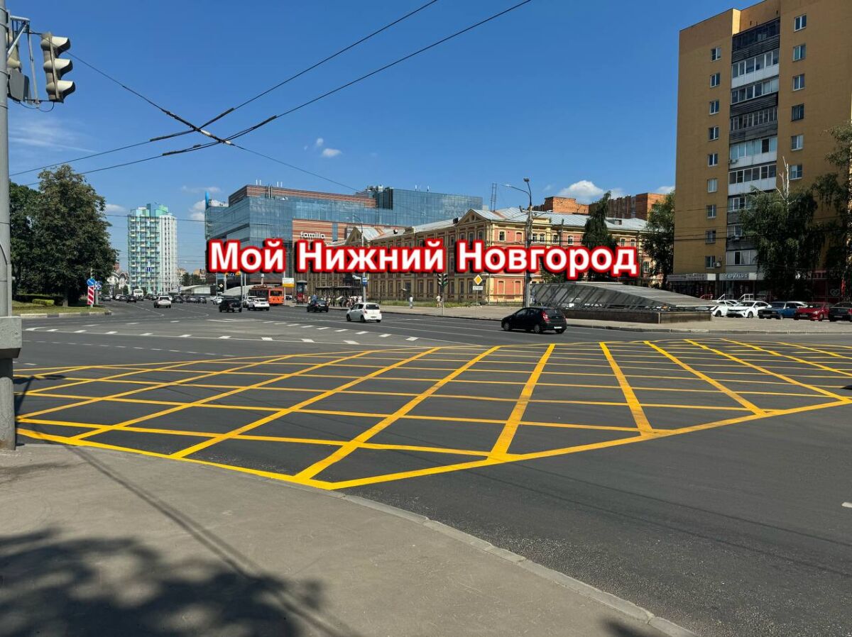 «Вафельная» разметка появилась на площади Лядова в Нижнем Новгороде - фото 1