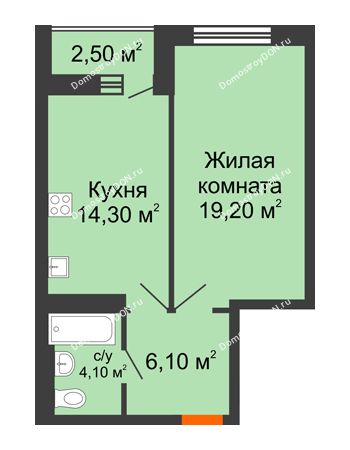 1 комнатная квартира 46,2 м² в ЖК На Тимошенко, дом № 1