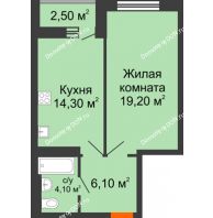 1 комнатная квартира 46,2 м² в ЖК На Тимошенко, дом № 1 - планировка