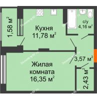 1 комнатная квартира 39,94 м² в ЖК Суворов-Сити, дом 1 очередь секция 6-13 - планировка