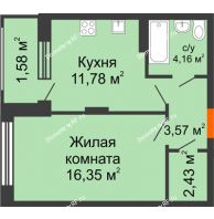 1 комнатная квартира 39,94 м² в ЖК Суворов-Сити, дом № 1 - планировка