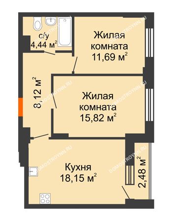 2 комнатная квартира 59,46 м² - ЖК КМ Флагман