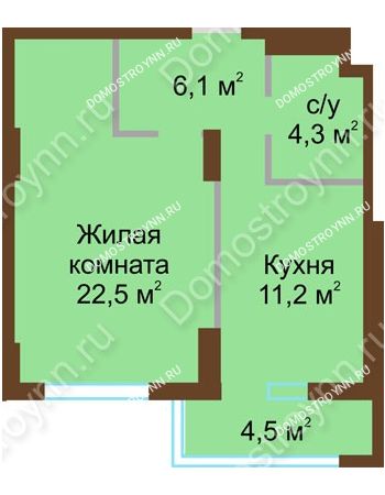 1 комнатная квартира 49,2 м² - ЖК Подкова Сормовская
