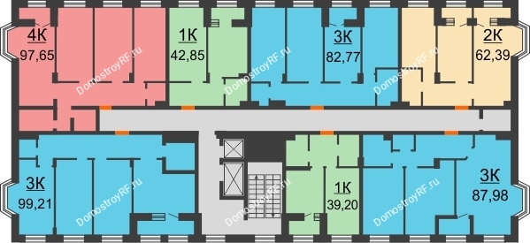 Планировка 5 этажа в доме Литер 01 (Блок 1.2) в ЖК Ренессанс